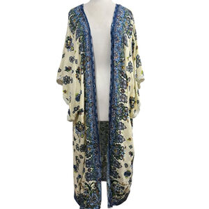 Women's Pinky Floral Kimono M White Blue